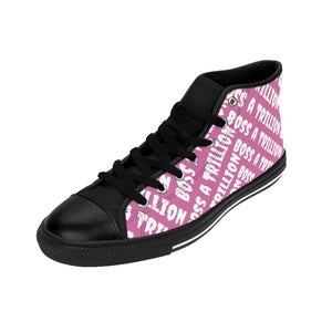Bossatrillion Pink & white Exclusive Luxurious High-top Designer Sneakers - Boss A Trillion Luxurious Brand & Store