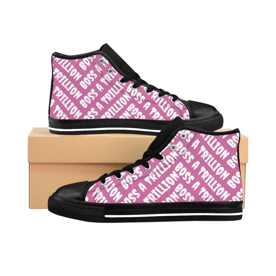 Bossatrillion Pink & white Exclusive Luxurious High-top Designer Sneakers - Boss A Trillion Luxurious Brand & Store