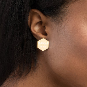 Diamond Hands Sterling Silver Hexagon Stud Earrings - Boss A Trillion Luxurious Brand & Store
